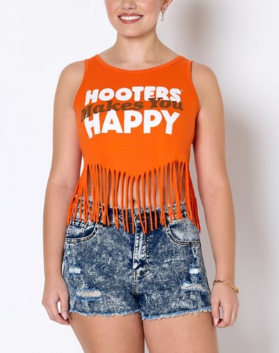 Hooters Makes You Happy Fringe Tank Top