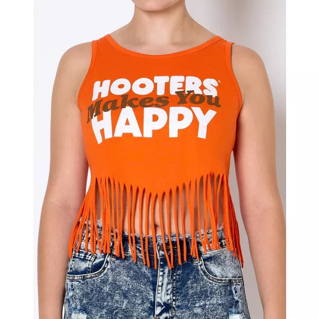 Hooters Makes You Happy Fringe Tank Top at Spencer's