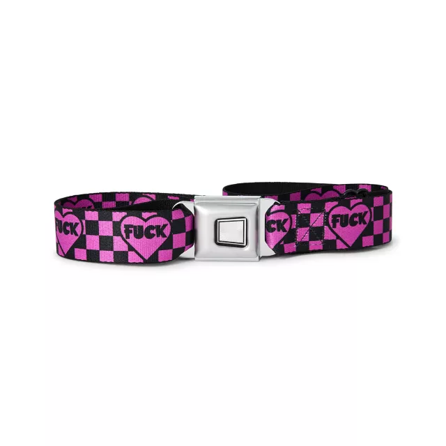Buckle-Down Fuck Heart Checkered Seatbelt Belt at Spencer's