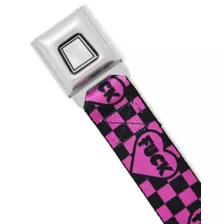 Buckle-Down Fuck Heart Checkered Seatbelt Belt at Spencer's