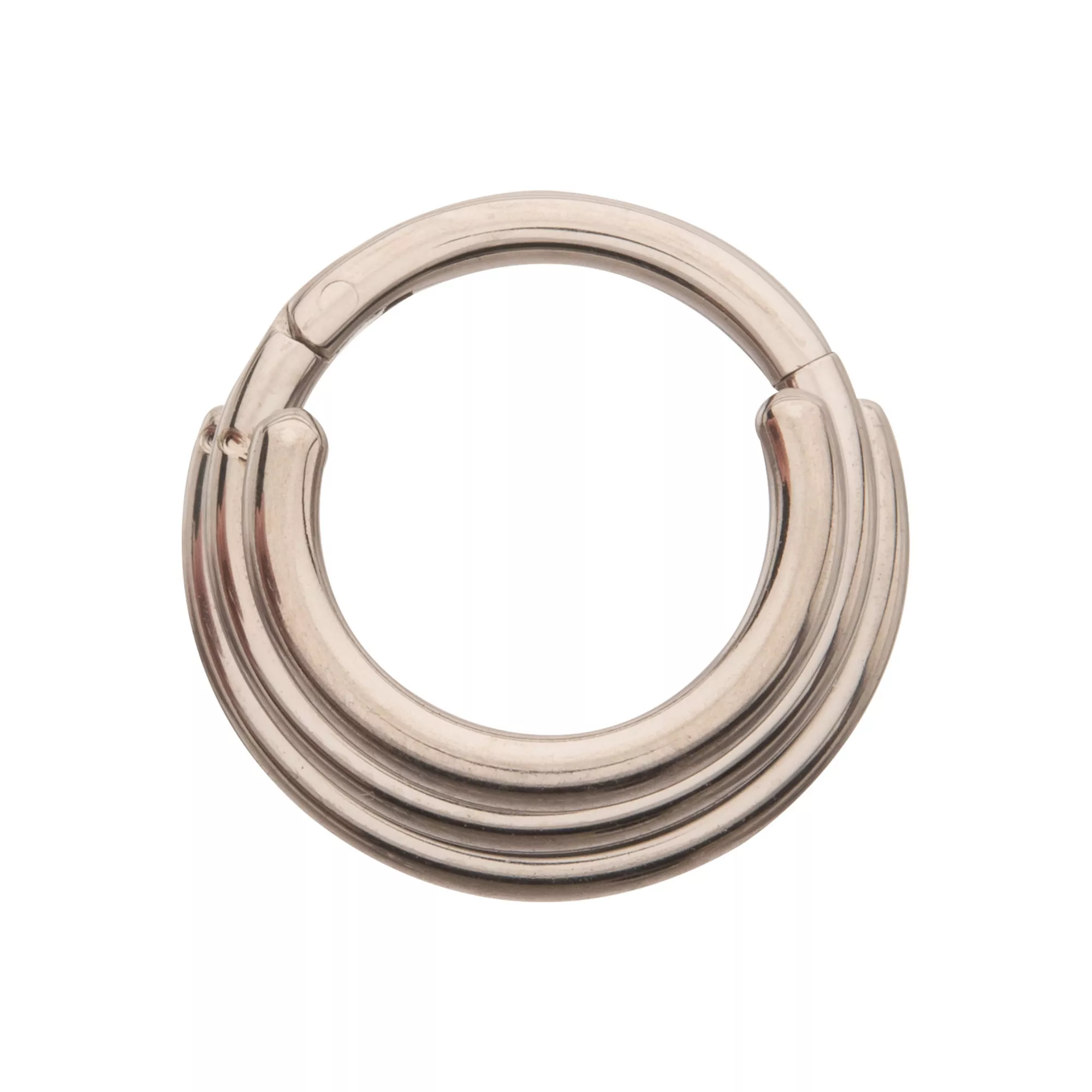 Titanium Silvertone Stacked Hoop Septum Ring - 16 Gauge