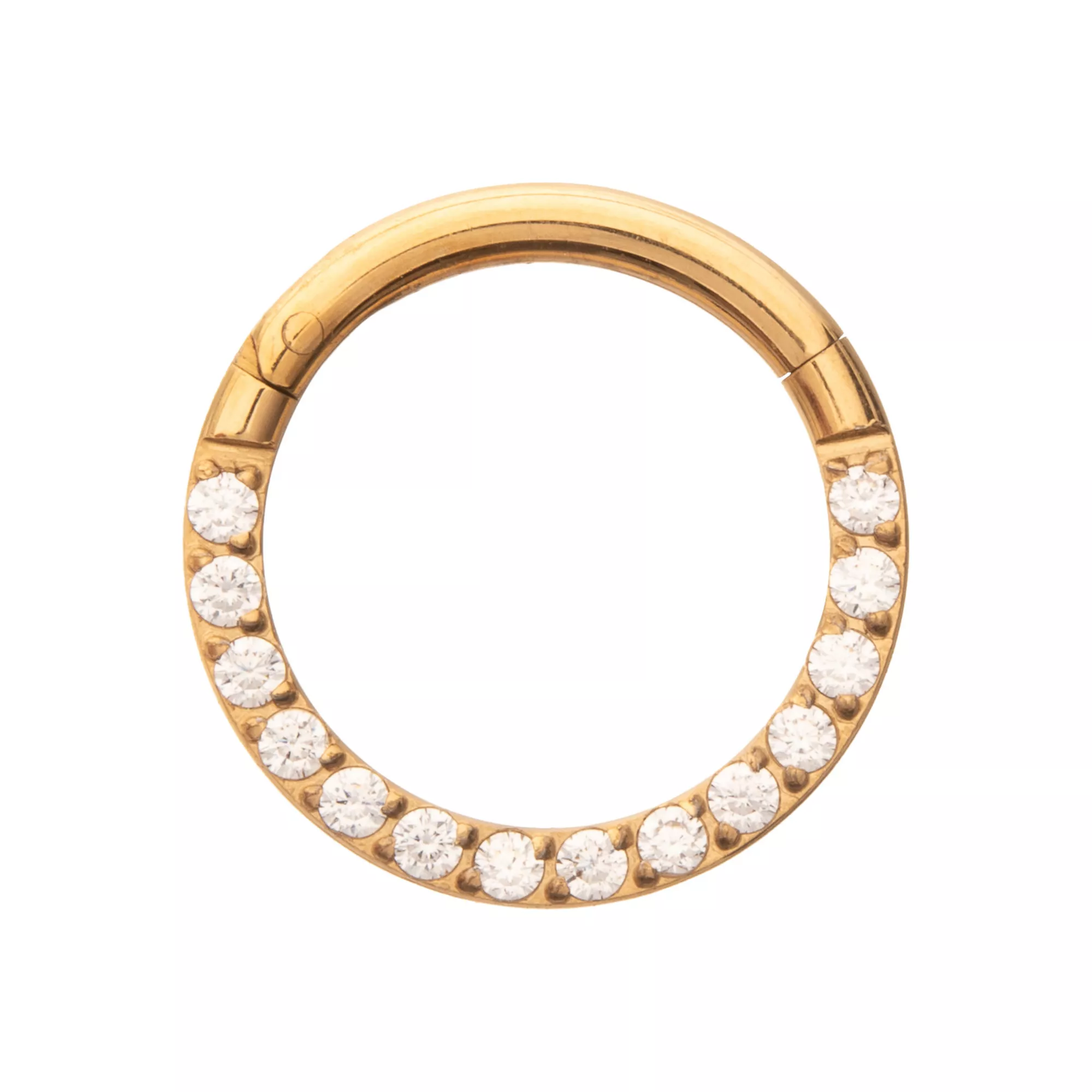 Gold-Plated CZ ASTM F-136 Titanium Hinged Septum Ring - 16 Gauge at Spencer's
