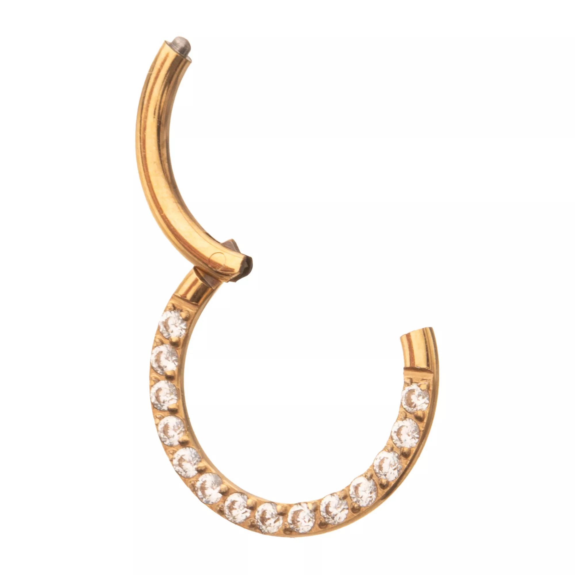 Gold-Plated CZ ASTM F-136 Titanium Hinged Septum Ring - 16 Gauge at Spencer's