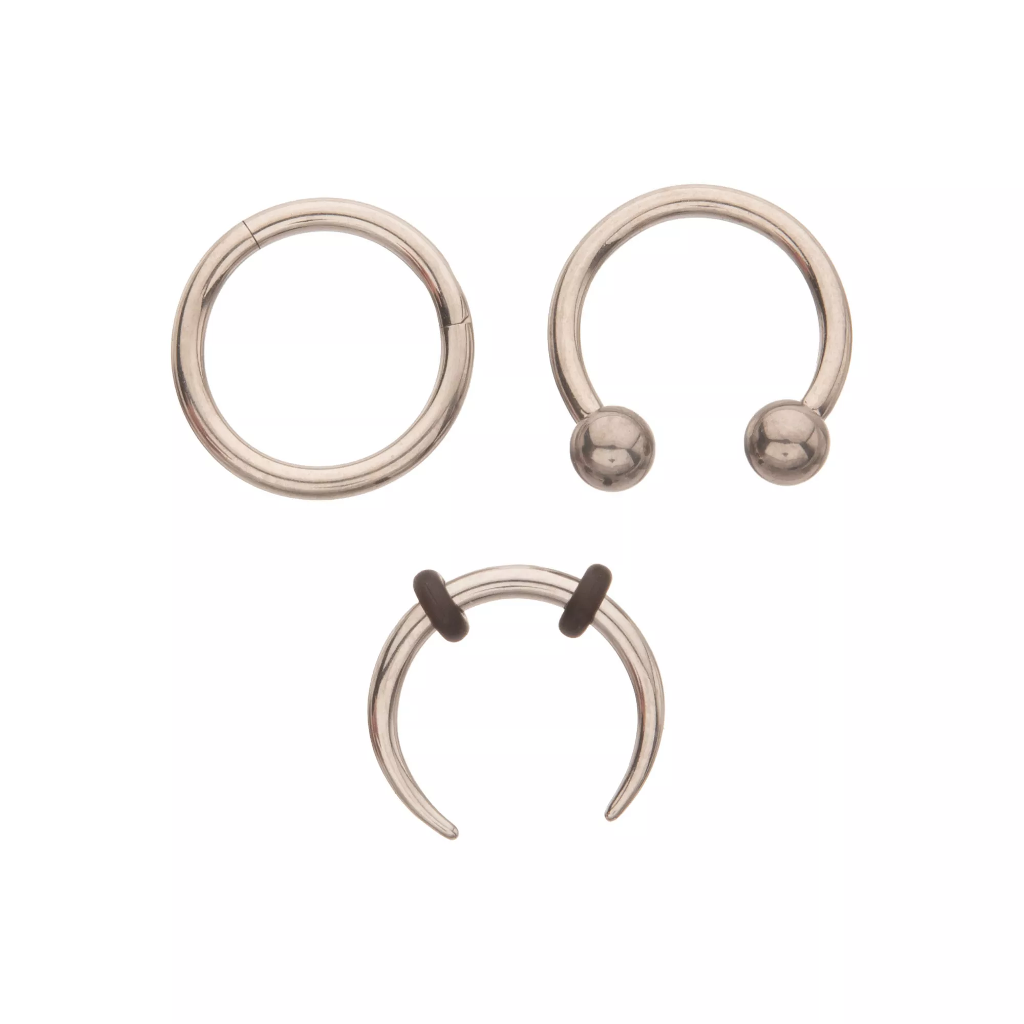 Multi-Pack ASTM F-136 Titanium Horseshoe and Captive Septum Rings 3 Pack - 16 Gauge at Spencer's