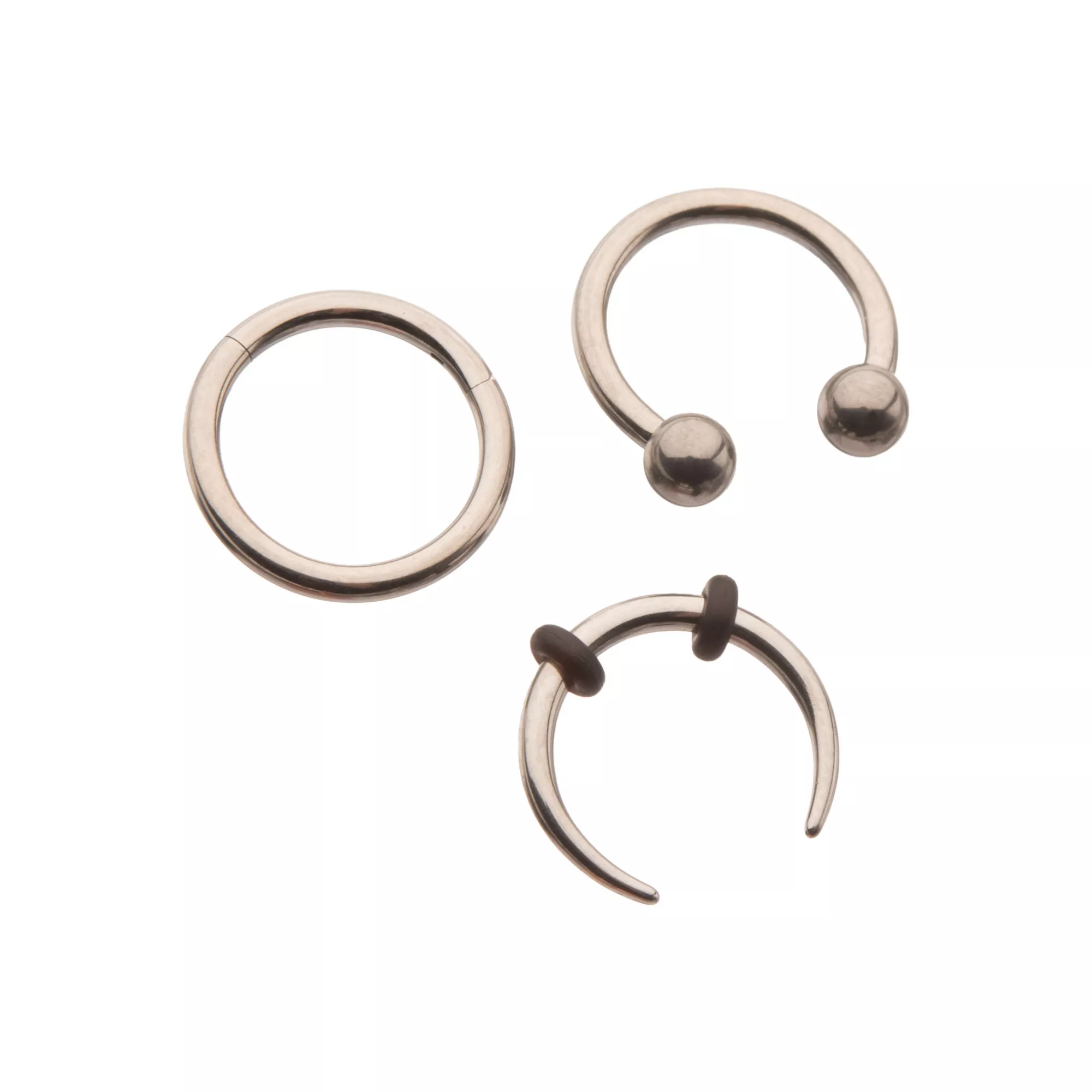 Multi-Pack ASTM F-136 Titanium Horseshoe and Captive Septum Rings 3 Pack - 16 Gauge at Spencer's