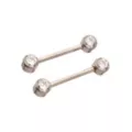 CZ Silvertone Bezel Titanium Nipple Barbells at Spencer's