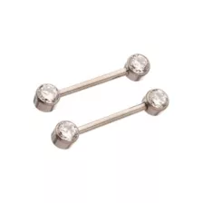 CZ Silvertone Bezel Titanium Nipple Barbells at Spencer's