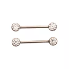 CZ Silvertone Bezel Titanium Nipple Barbells at Spencer's