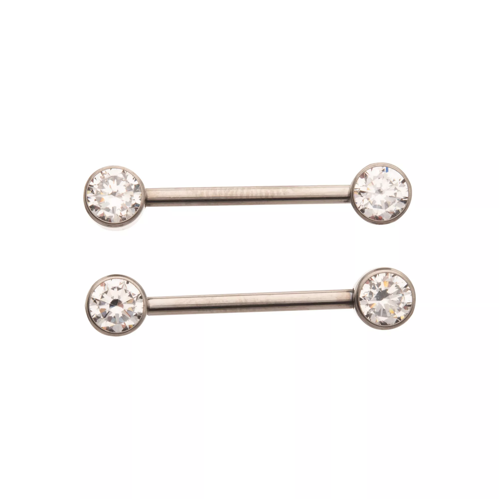 CZ Titanium Circle Nipple Barbells - 14 Gauge at Spencer's