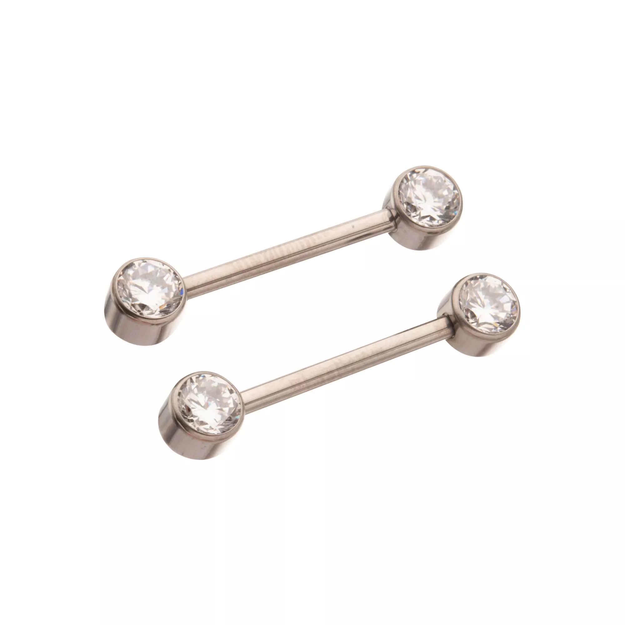 CZ Titanium Circle Nipple Barbells - 14 Gauge