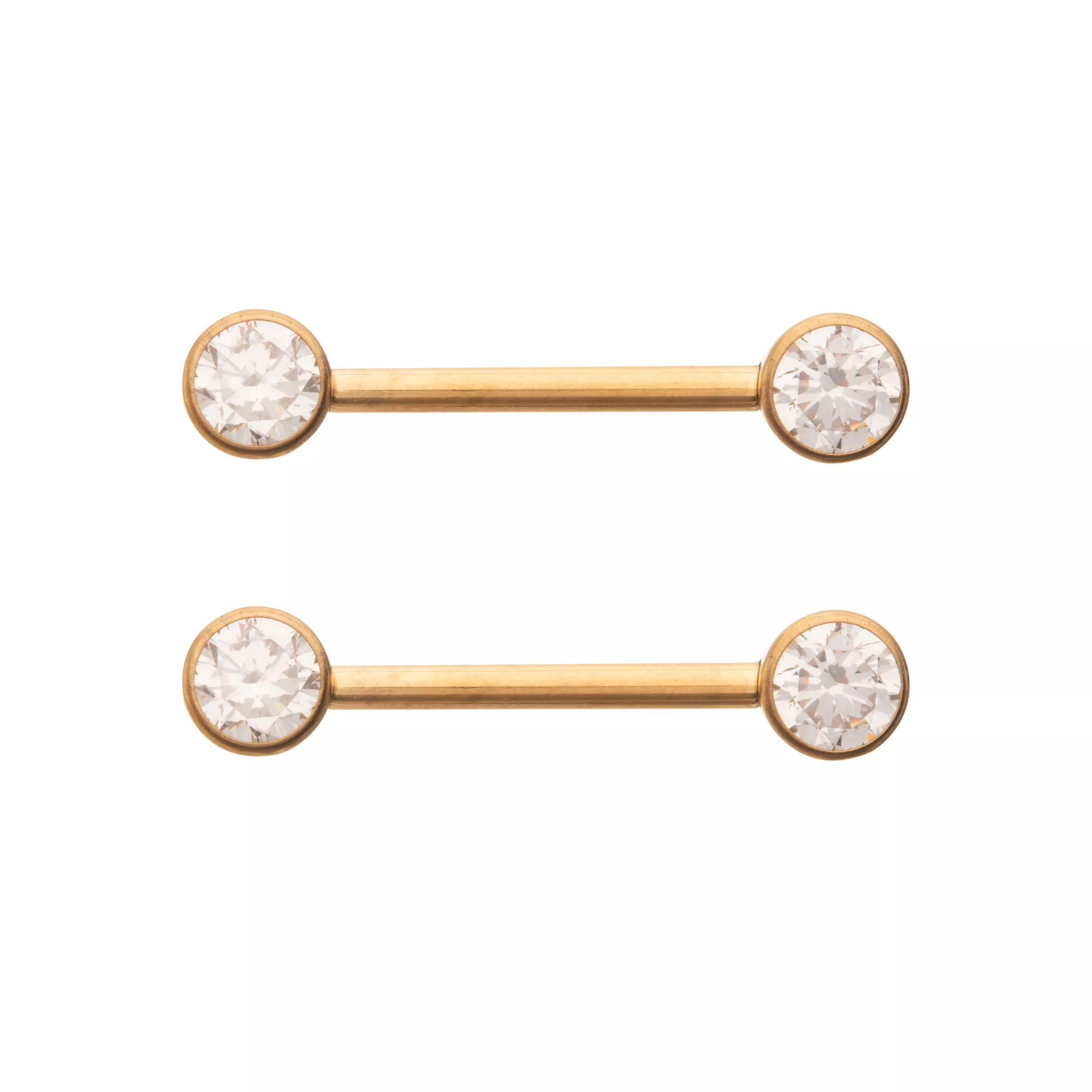 CZ Goldtone Bezel Titanium Nipple Barbells