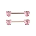 Pink CZ Heart ASTM F-136 Titanium Nipple Barbells - 14 Gauge at Spencer's