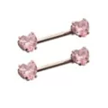 Pink CZ Heart ASTM F-136 Titanium Nipple Barbells - 14 Gauge at Spencer's