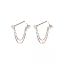 Silver Chain Dangle ASTM F-136 Titanium Nipple Barbells - 14 Gauge at Spencer's