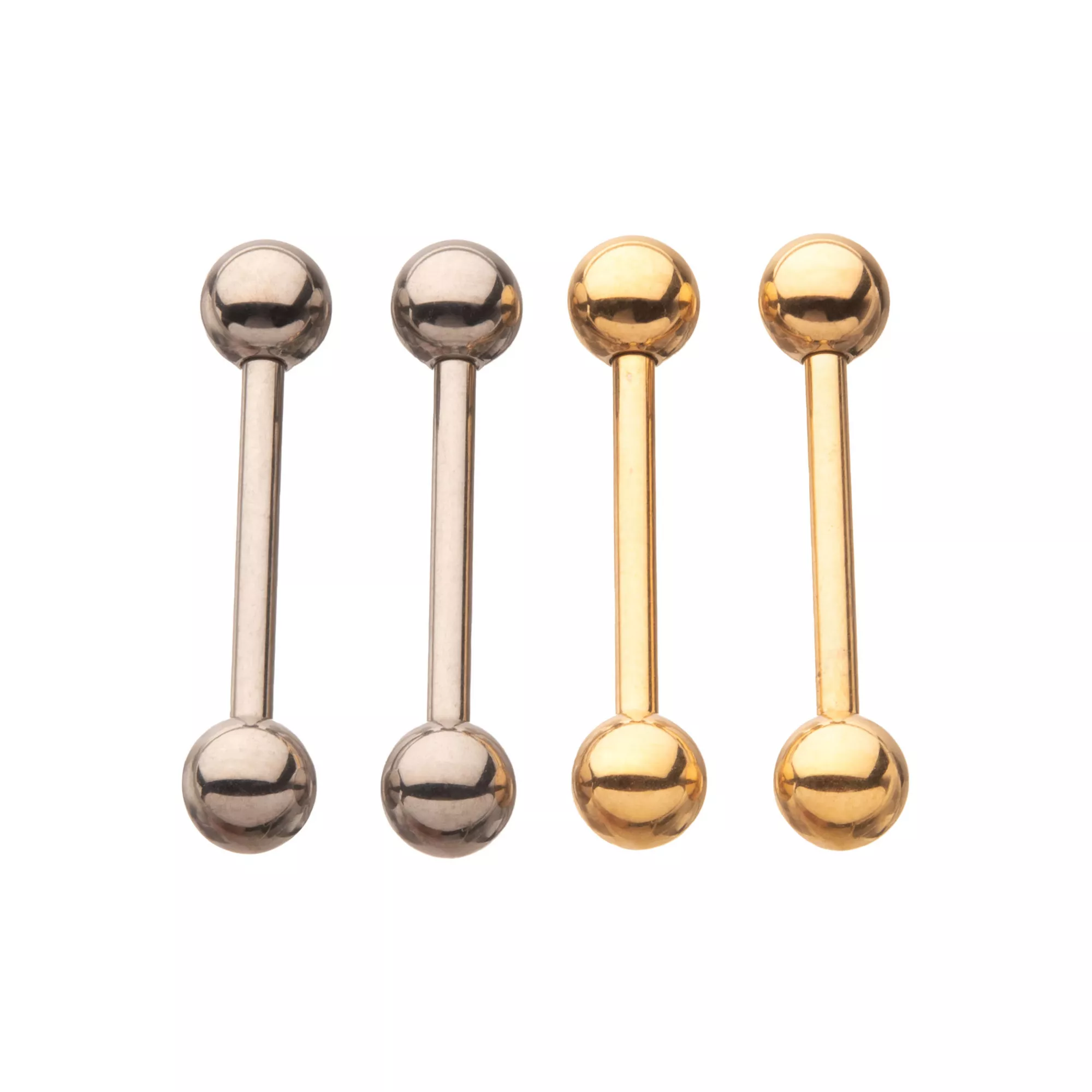 Multi-Pack Rose Goldtone and Goldtone Titanium Nipple Barbells - 2 Pair