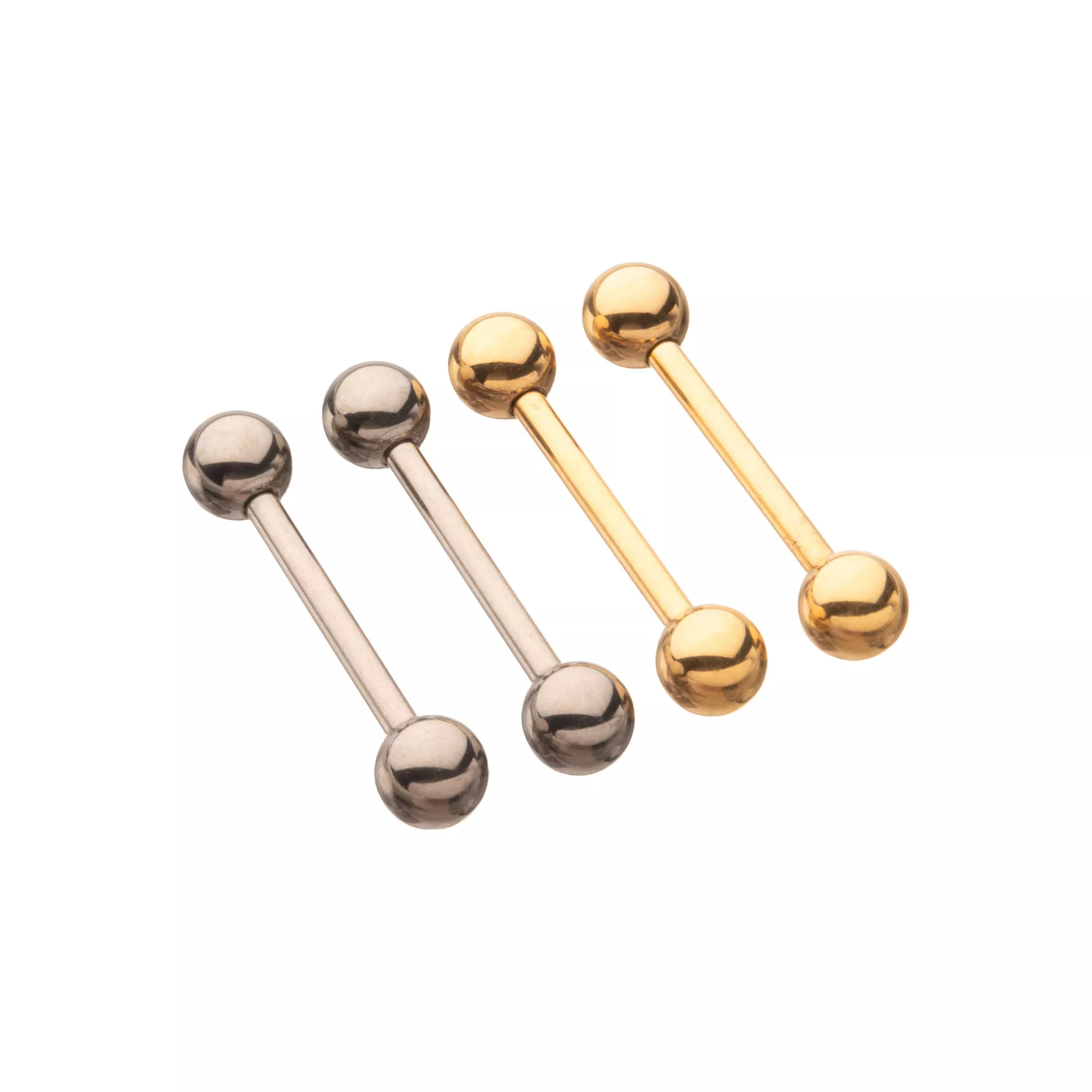 Multi-Pack Silver-Plated and Gold-Tone ASTM F-136 Titanium Nipple Barbells - 2 Pair at Spencer's