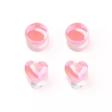 Multi-Pack Pink Oil Slick Heart Plugs - 2 Pair at Spencer's