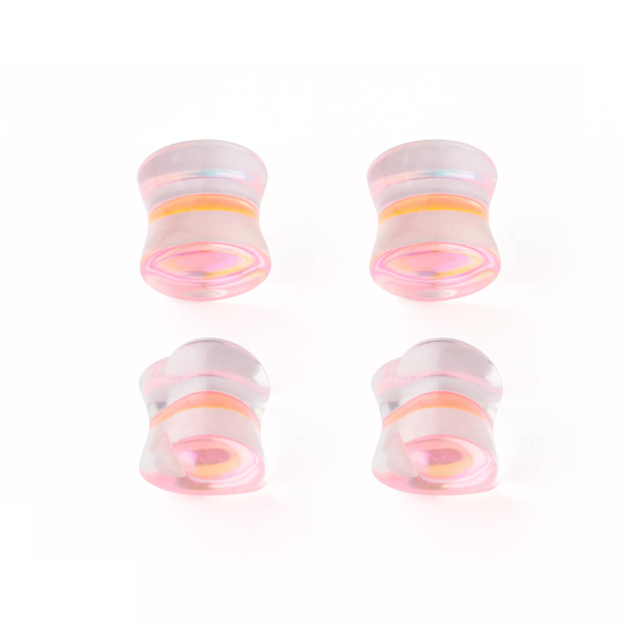 Multi-Pack Pink Oil Slick Heart Glass Plugs - 2 Pairs at Spencer's