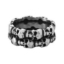 2 Row Skull Head Ring at Spencer's
