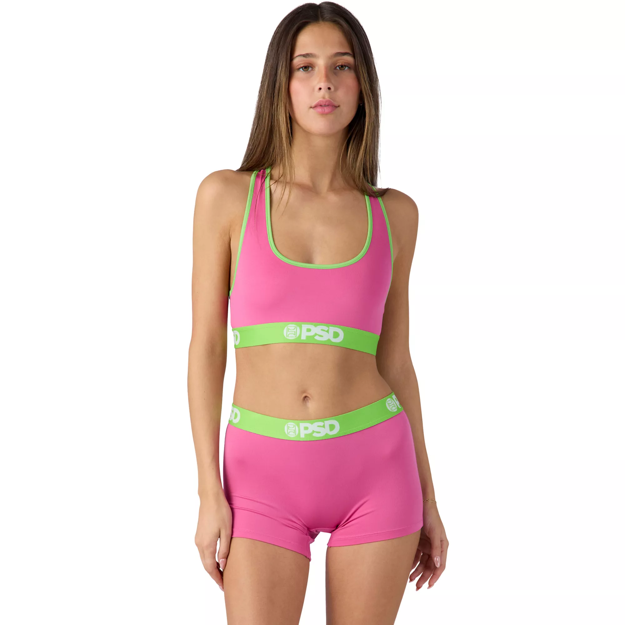 PSD Pink and Green Sports Bra at Spencer's