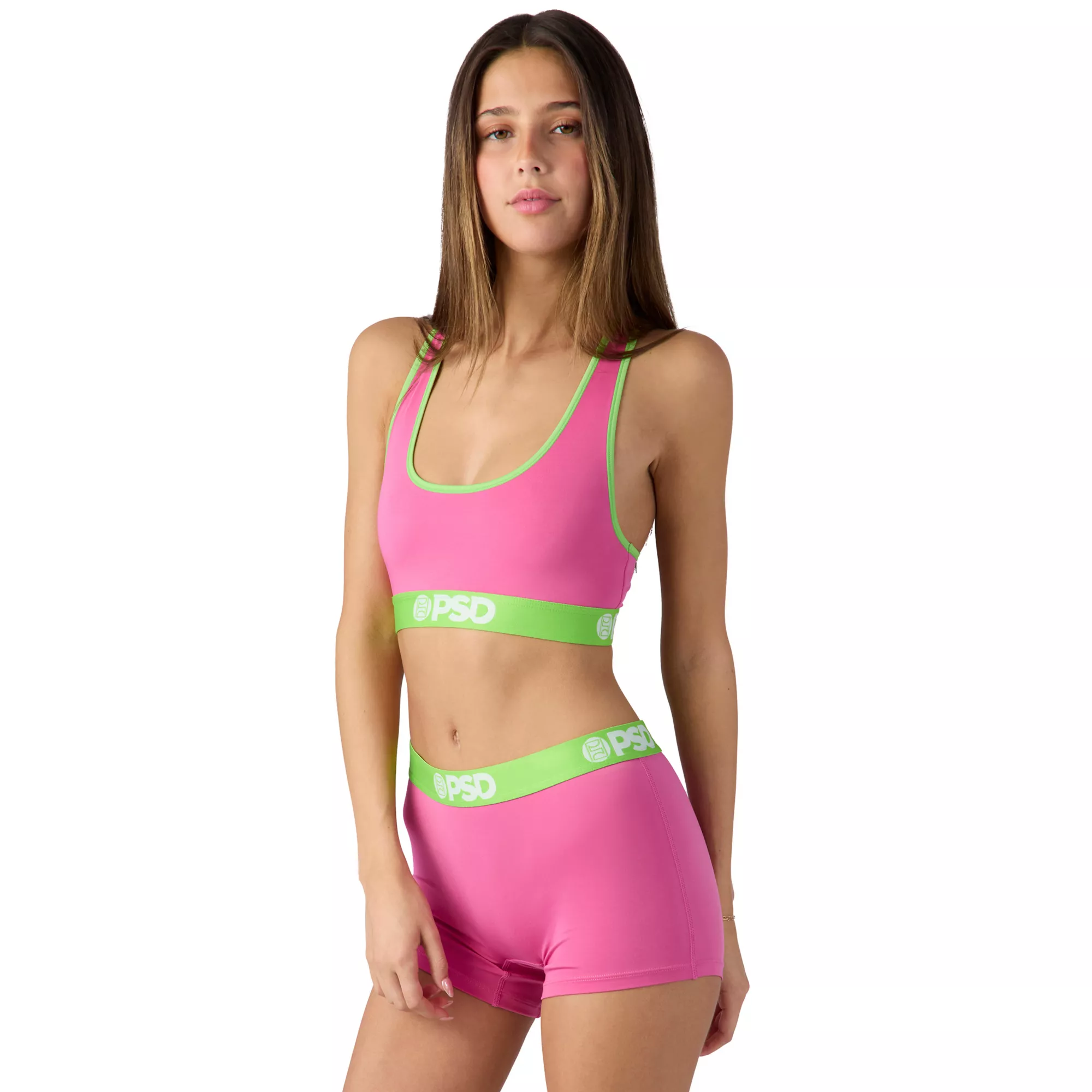PSD Pink and Green Sports Bra at Spencer's