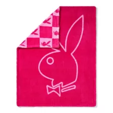 Playboy Pink Check Reversible Fleece Blanket at Spencer's