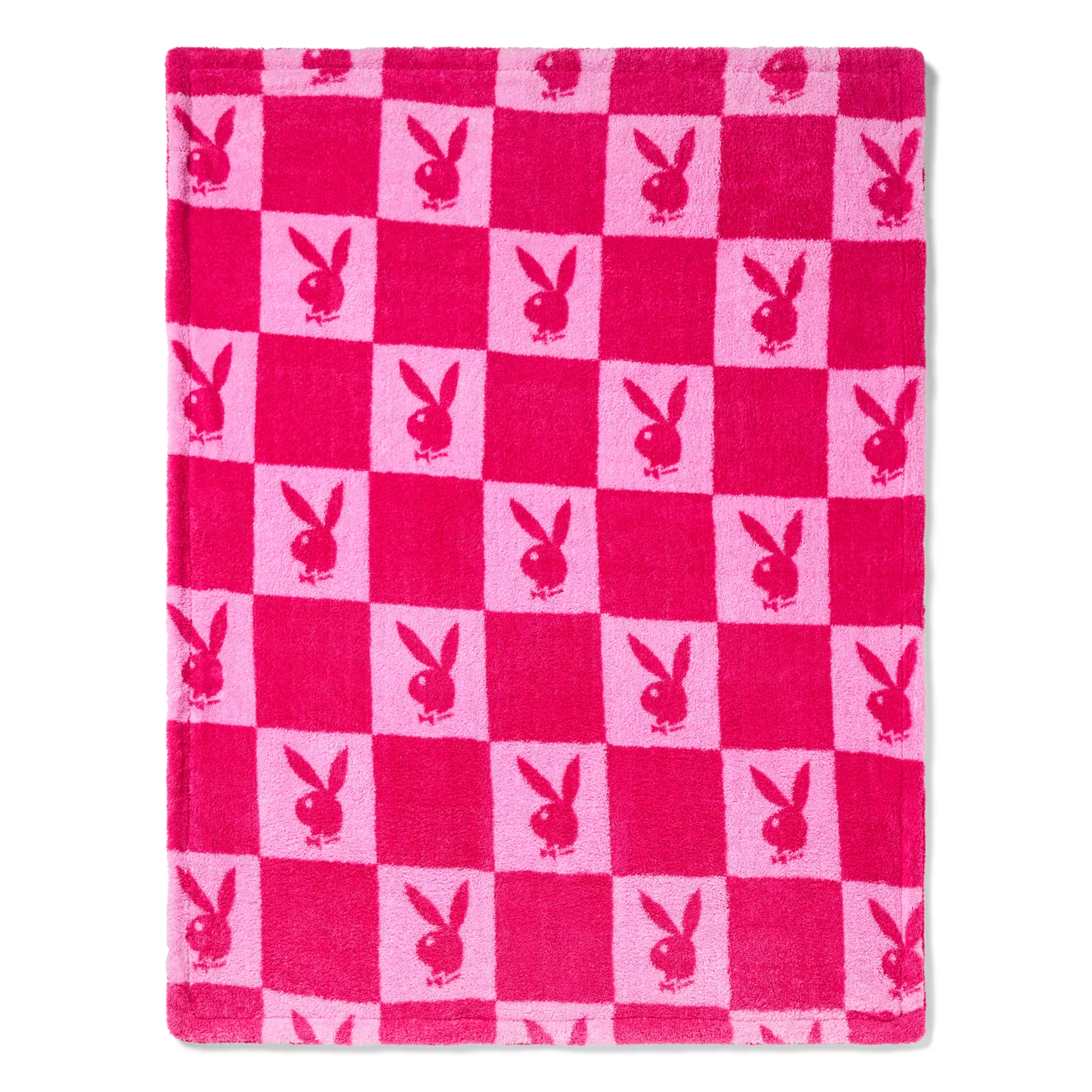 Playboy Pink Check Reversible Fleece Blanket