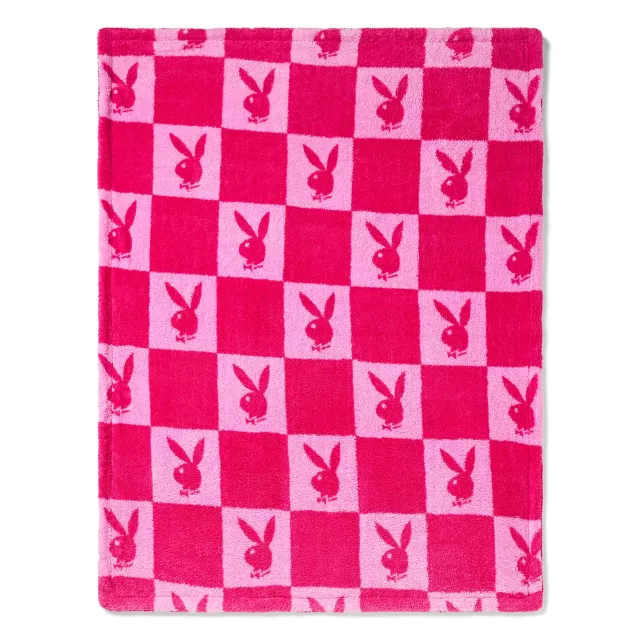 Playboy Pink Check Reversible Fleece Blanket at Spencer's