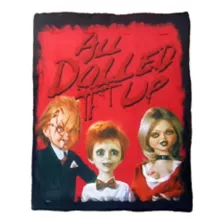 Chucky All Dolled Up Reversible Fleece Blanket at Spencer's