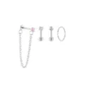Multi-Pack Pink CZ Heart Labret Rings and Hoop 4 Pack - 18 Gauge at Spencer's