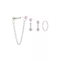 Multi-Pack Pink CZ Heart Labret Rings and Hoop 4 Pack - 18 Gauge at Spencer's