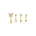 Multi-Pack CZ Goldtone Curved Barbells 4 Pack - 16 Gauge at Spencer's