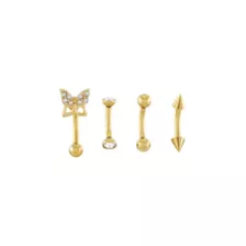 Multi-Pack CZ Goldtone Curved Barbells 4 Pack - 16 Gauge at Spencer's