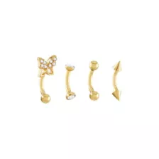 Multi-Pack CZ Goldtone Curved Barbells 4 Pack - 16 Gauge at Spencer's