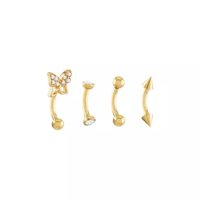 Multi-Pack CZ Goldtone Curved Barbells 4 Pack - 16 Gauge at Spencer's