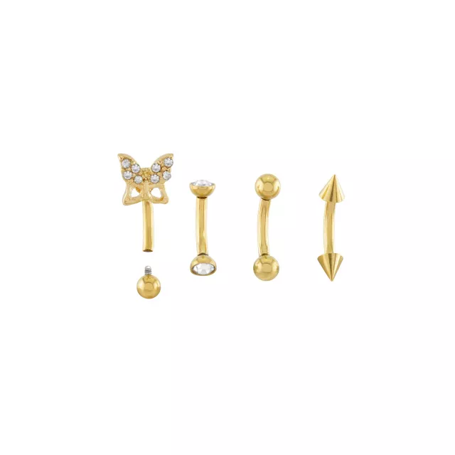 Multi-Pack CZ Goldtone Curved Barbells 4 Pack - 16 Gauge at Spencer's