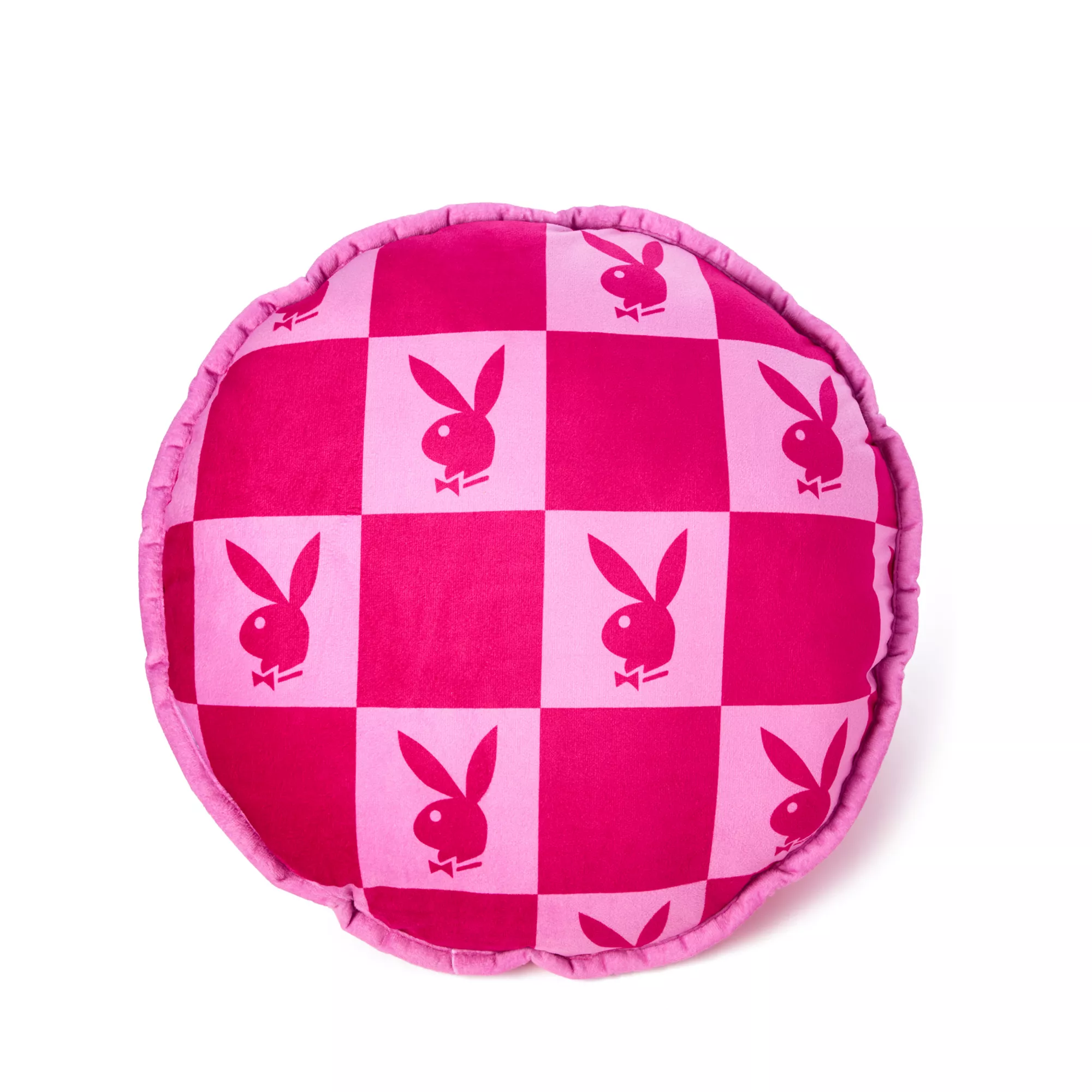 Hot Pink Fuzzy Playboy Round Pillow at Spencer's
