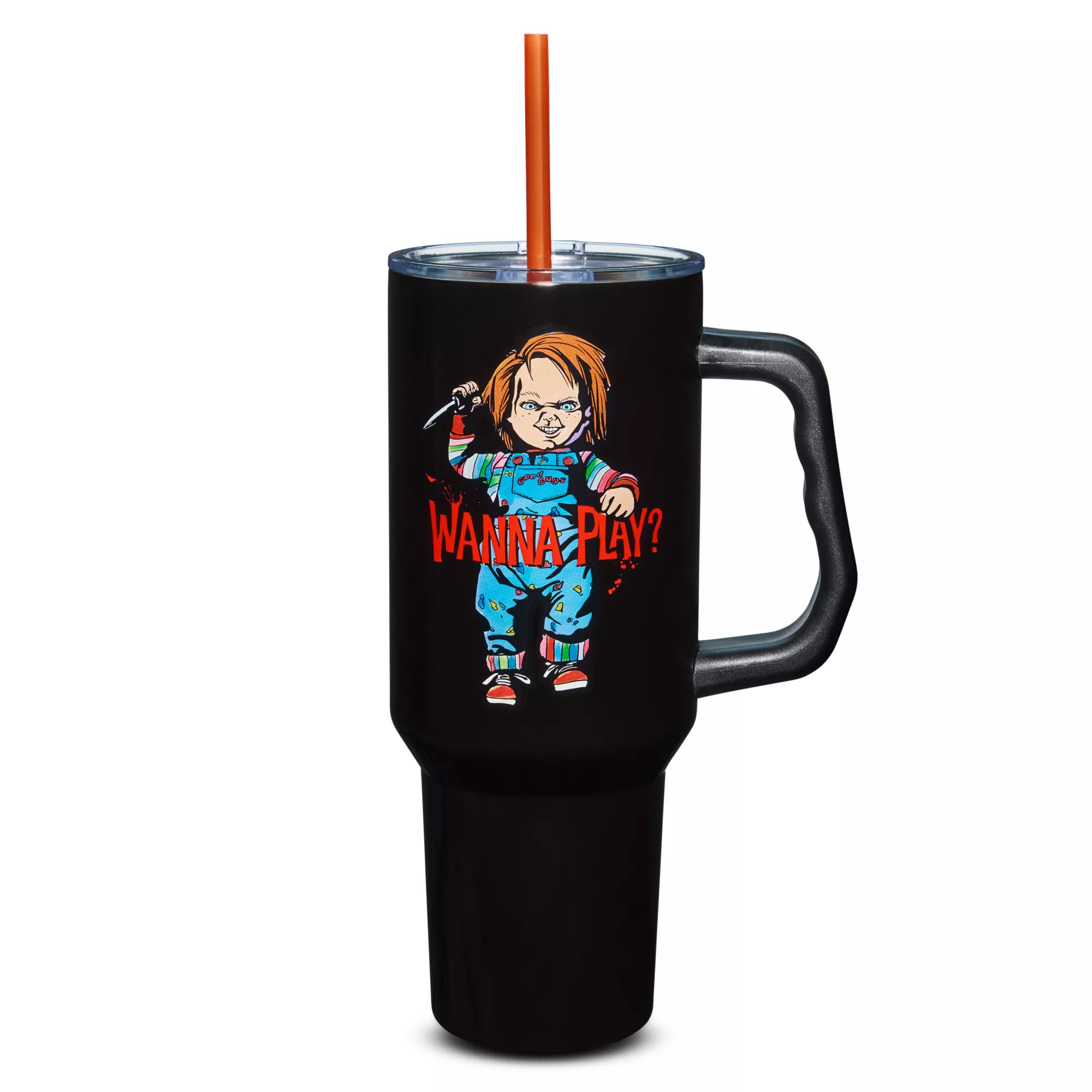 Chucky Wanna Play Travel Tumbler with Straw - 40 oz. at Spencer's