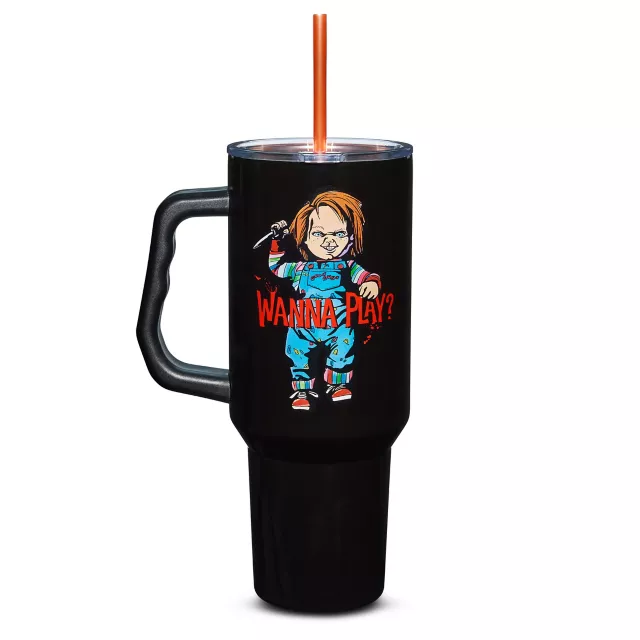 Chucky Wanna Play Tumbler with Straw - 40 oz. at Spencer's