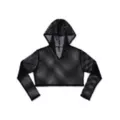 Hooded Fishnet Long Sleeve Crop Top at Spencer's