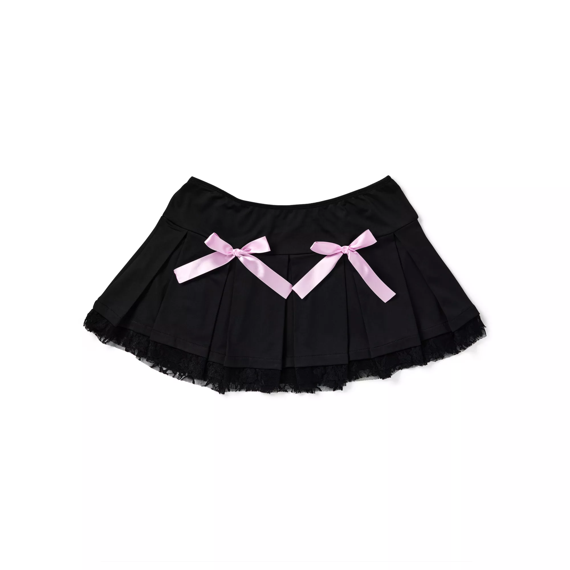 Black and Pink Bow Pleated Micro Skirt at Spencer's