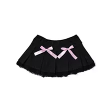 Black and Pink Bow Pleated Micro Skirt at Spencer's