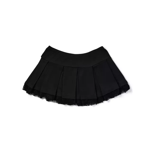 Black and Pink Bow Pleated Micro Skirt at Spencer's