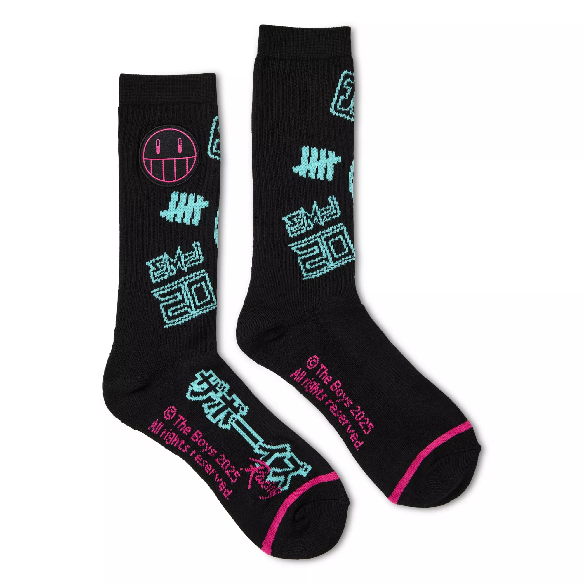 The Boys Black Racing Crew Socks at Spencer's