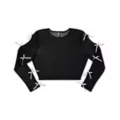 Black and Pink Bow Mesh Crop Top at Spencer's