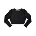 Black and Pink Bow Mesh Crop Top at Spencer's