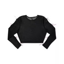 Black and Pink Bow Mesh Crop Top at Spencer's