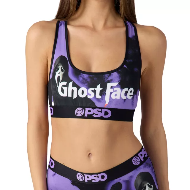 PSD Purple Ghost Face Sports Bra at Spencer's