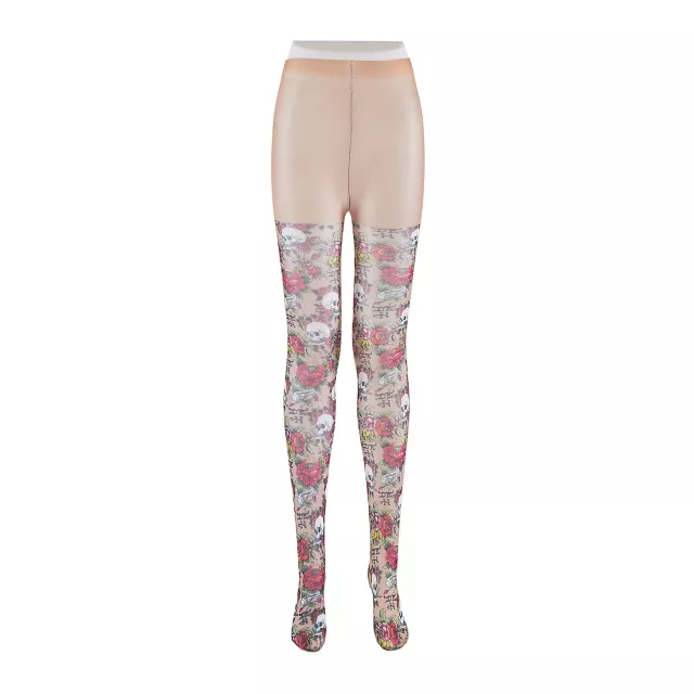 Floral Skull Tattoo Tights - Ed Hardy at Spencer's