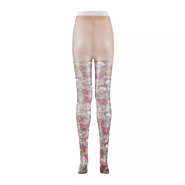 Floral Skull Tattoo Tights - Ed Hardy at Spencer's